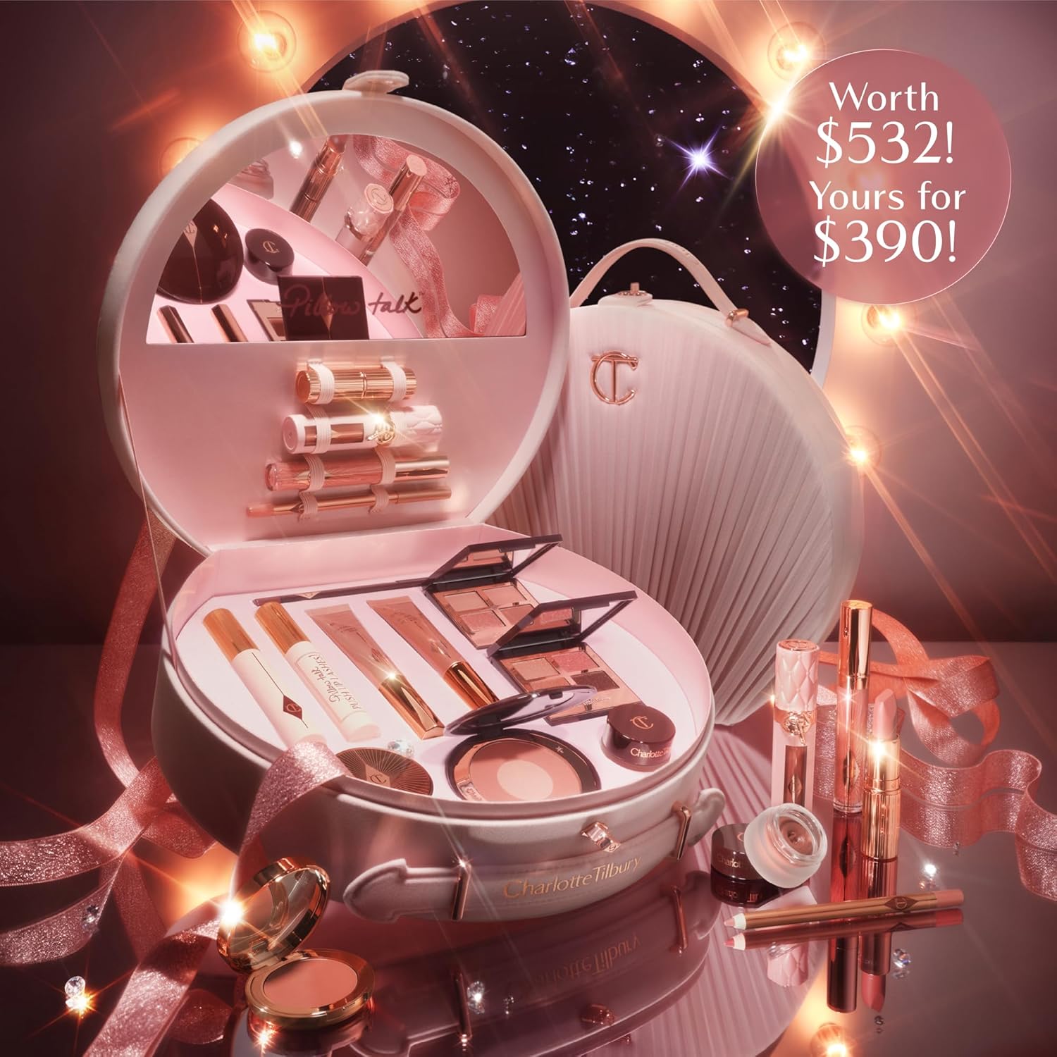 Charlotte Tilbury Pillow Talk Dreams Come True Makeup Kit – Limited Edition 15-Piece Beauty Gift Set