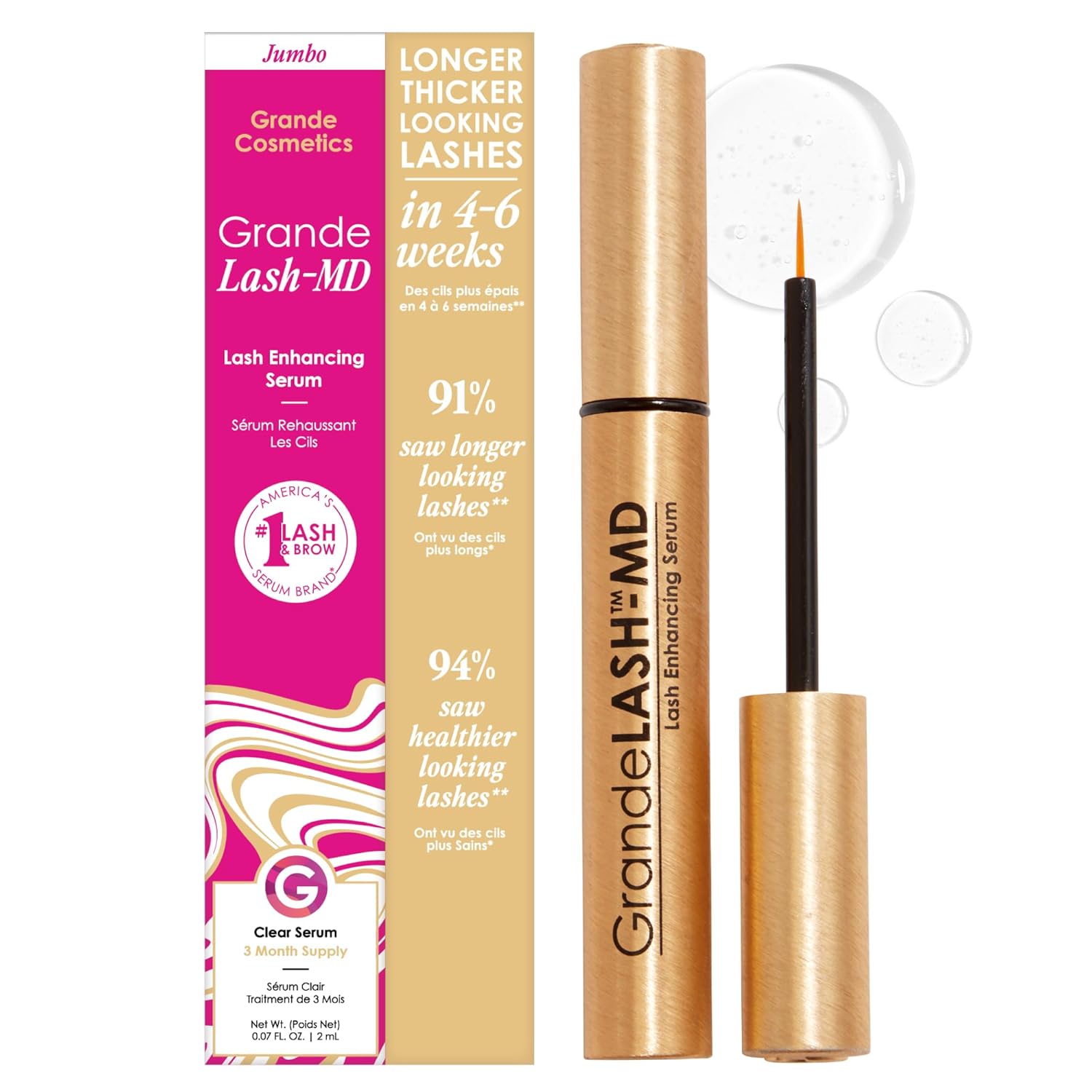 GrandeLASH-MD Lash Enhancing Serum – Longer, Thicker, Fuller Lashes